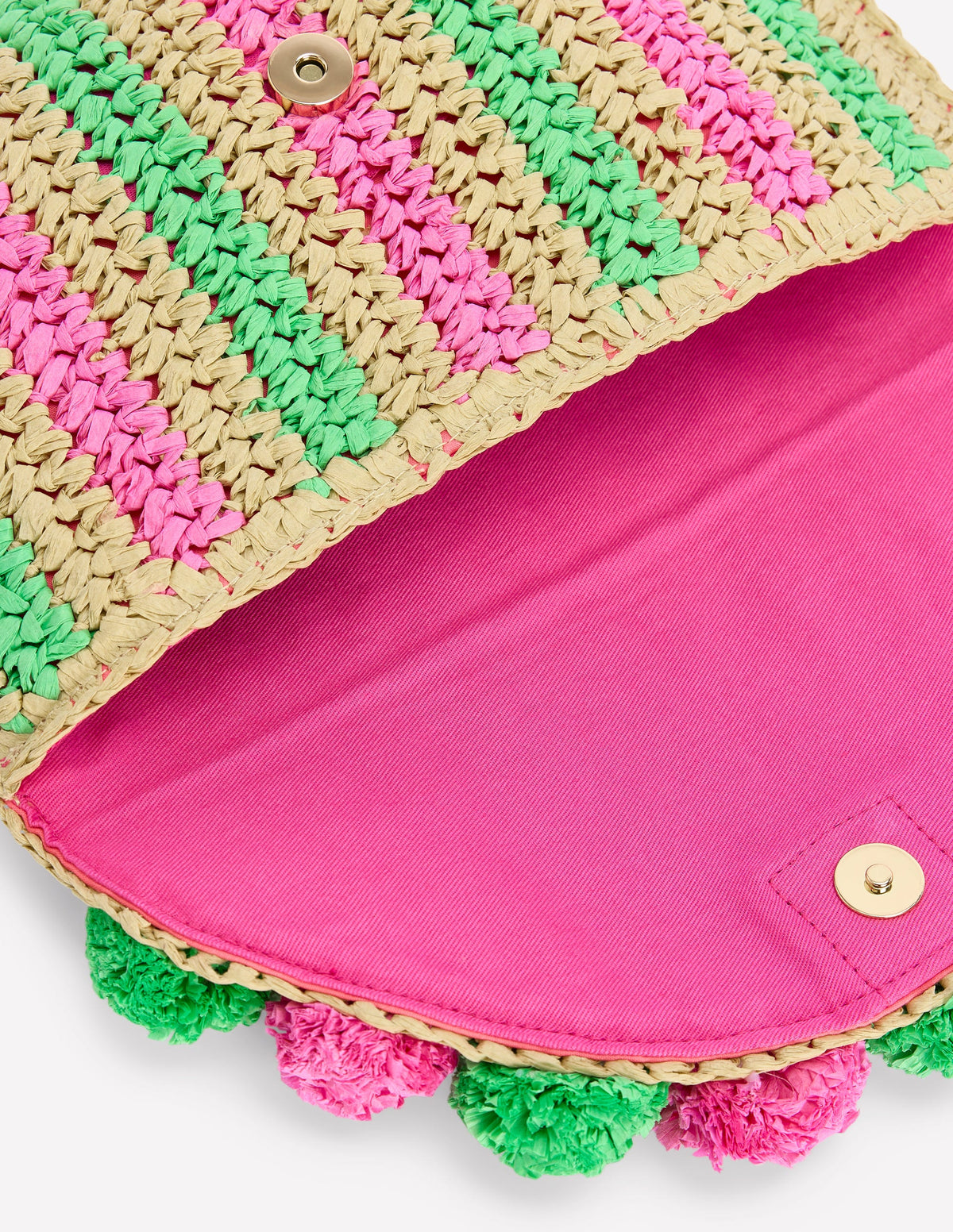 Pompom Clutch Bag-Pink/Green - Image 5