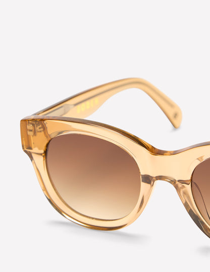 Round Acetate Sunglasses-Crystal Taupe