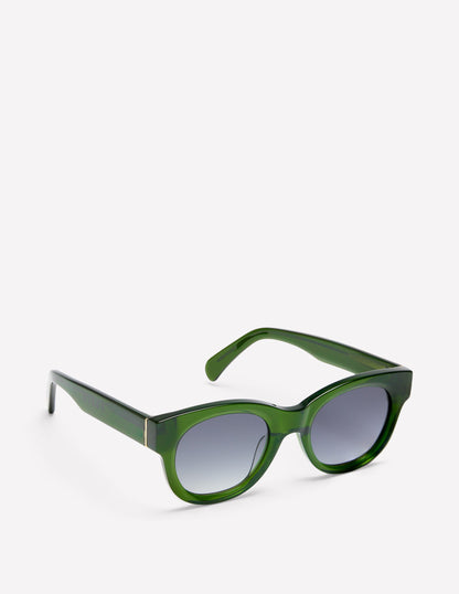 Round Acetate Sunglasses-Crystal Olive