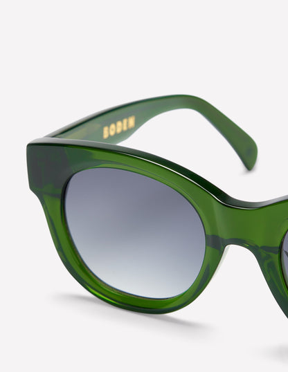 Round Acetate Sunglasses-Crystal Olive