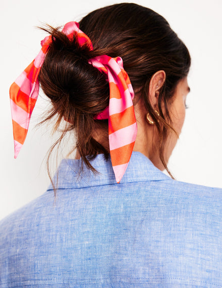 Scarf Scrunchie-Pink/Orange Stripe