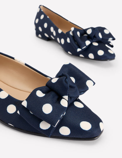 Chisel Toe Ballet Flat-French Navy, Abstract Dot