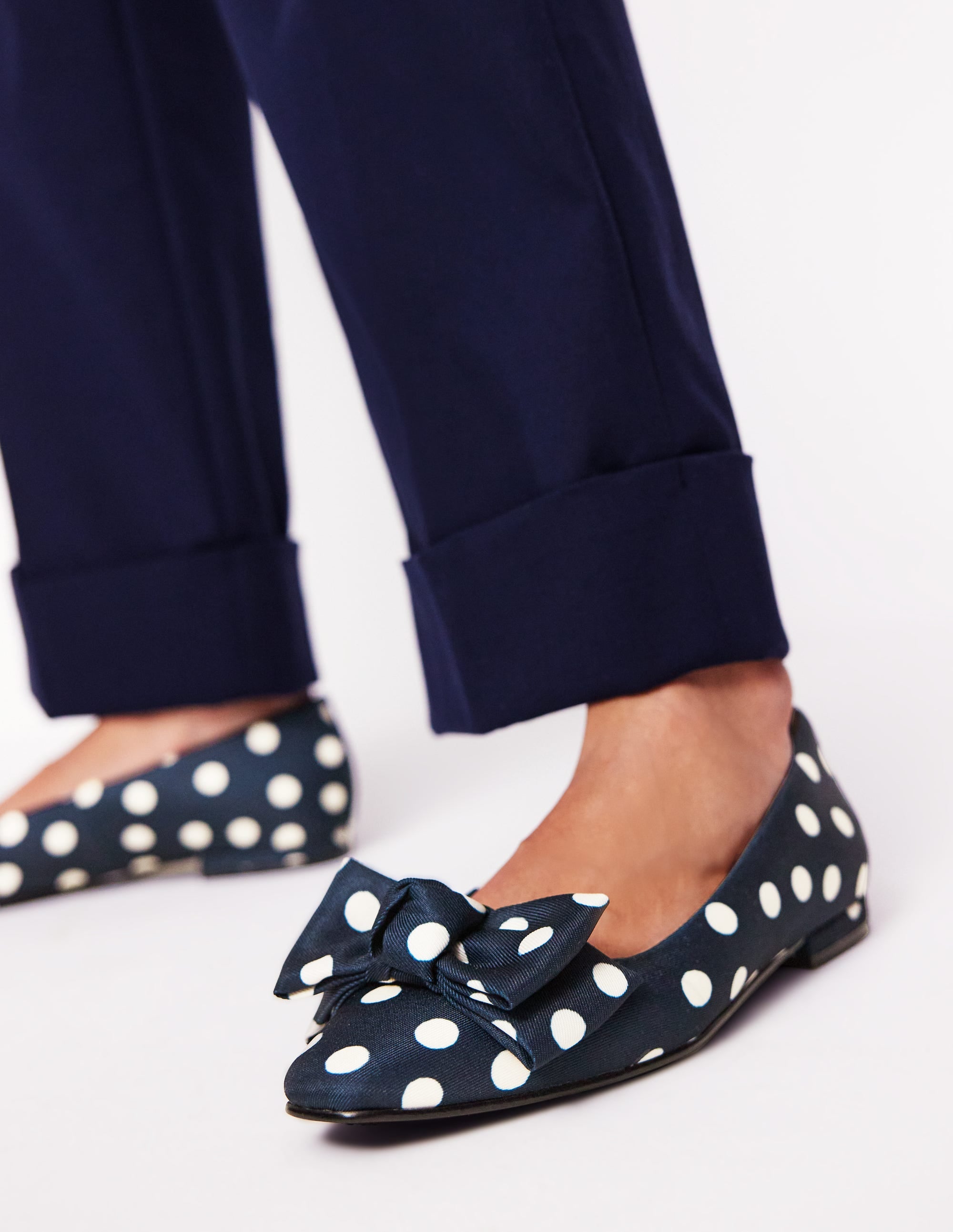 Chisel Toe Ballet Flat-French Navy, Abstract Dot - Image 2
