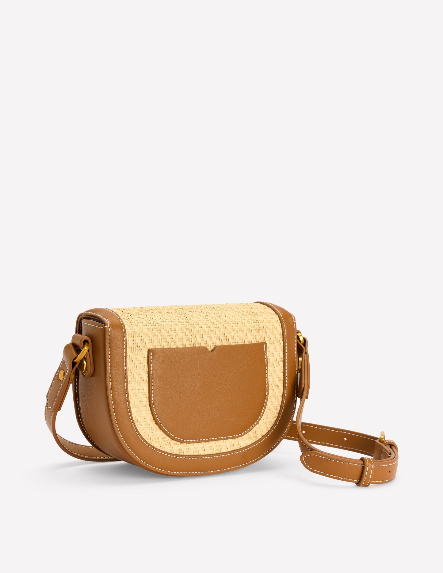 Raffia Snaffle Mini Satchel-Natural/tan