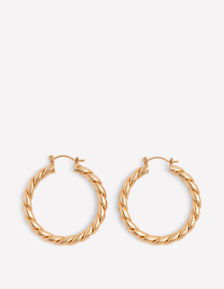 Large Chunky Twist Hoops-Gold