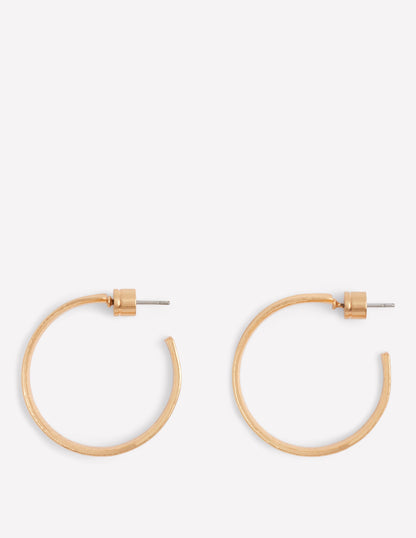 Small Hammered Hoop Earrings-Gold