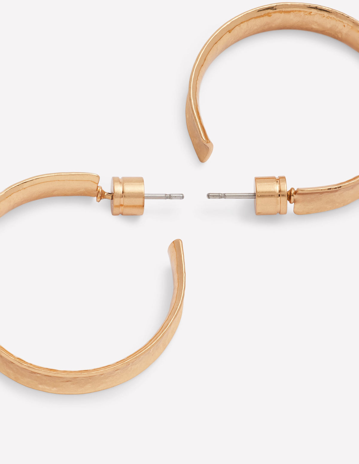 Small Hammered Hoop Earrings-Gold Colour - Image 4