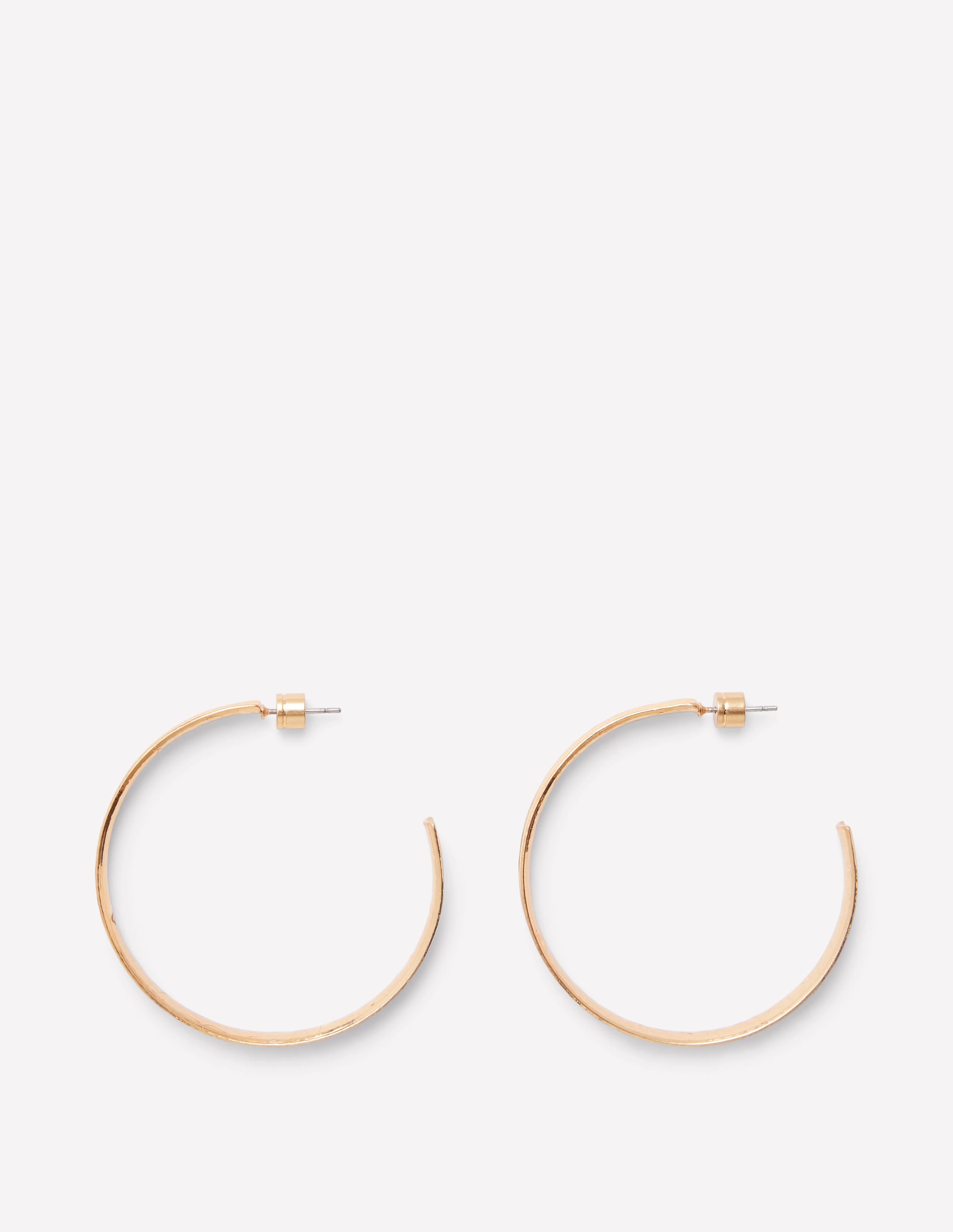 Large Hammered Hoop Earrings-Gold Colour - Image 1