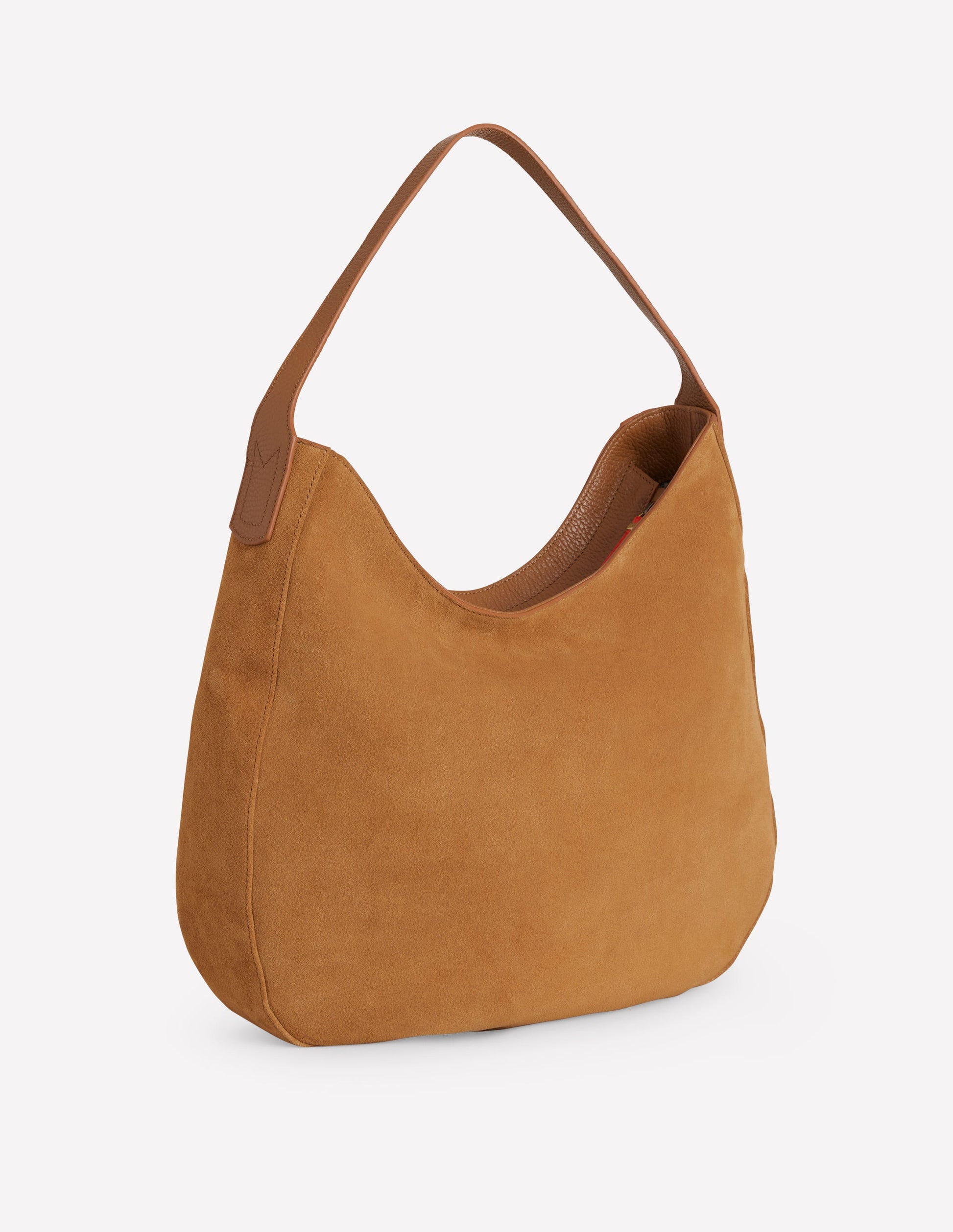 Suede Hobo Bag-Tan-3