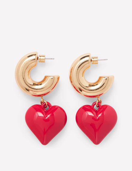 Chunky Heart Hoops-Red