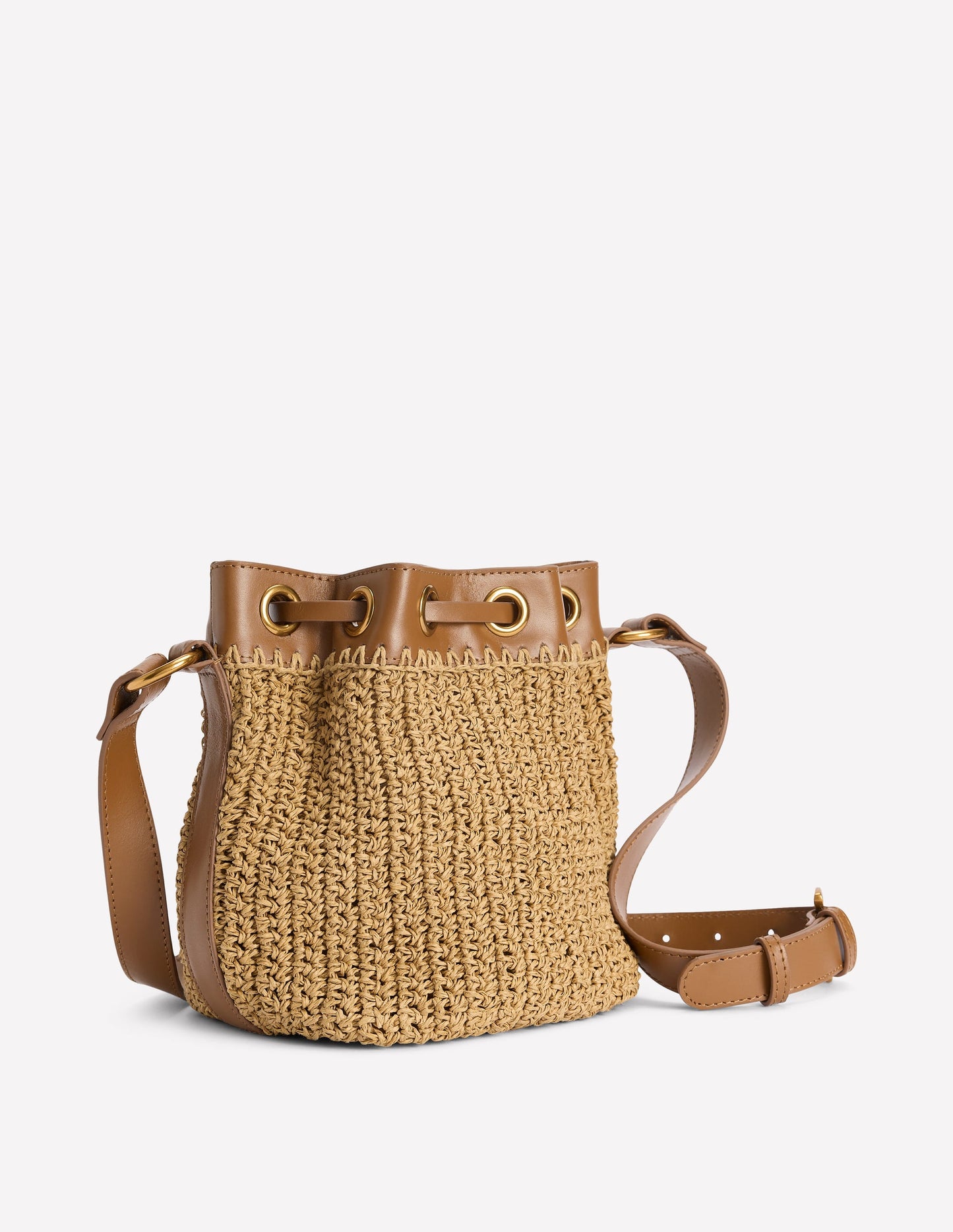 Mini Straw Bucket-Natural Raffia