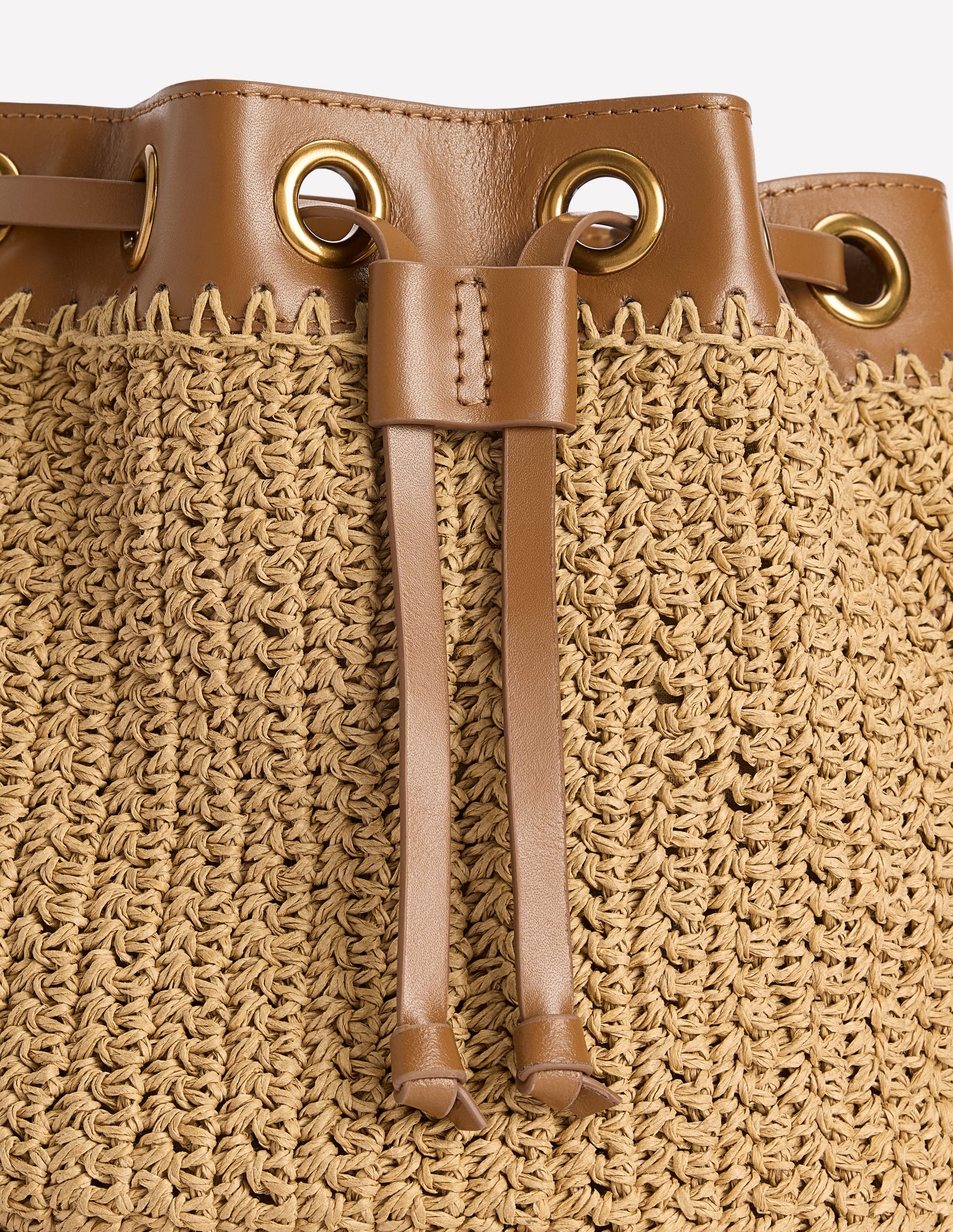 Mini Straw Bucket-Natural Raffia-5