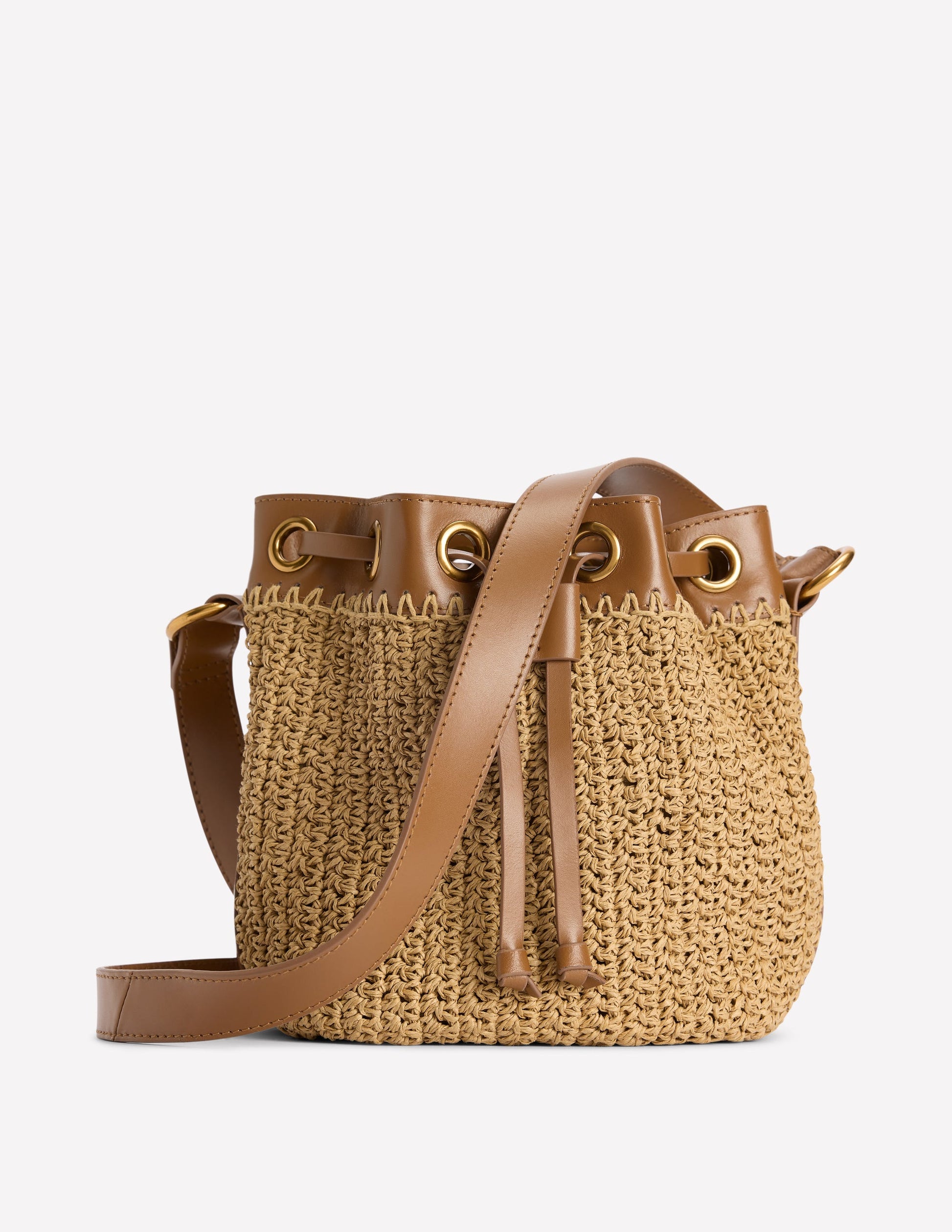 Mini Straw Bucket-Natural Raffia-1