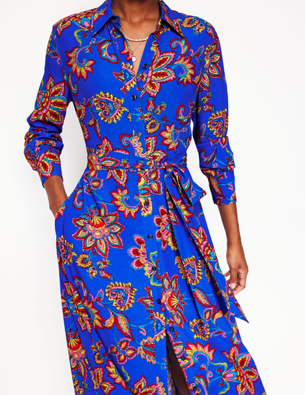 Kate Midi Shirt Dress-Gallery Blue, Whimsical Vine