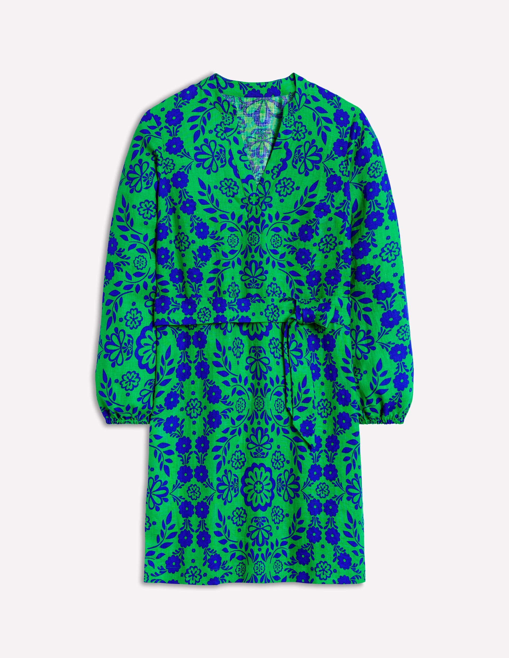 Cleo Linen Tie Waist Dress-Aleo, Structured Meadow - Image 5