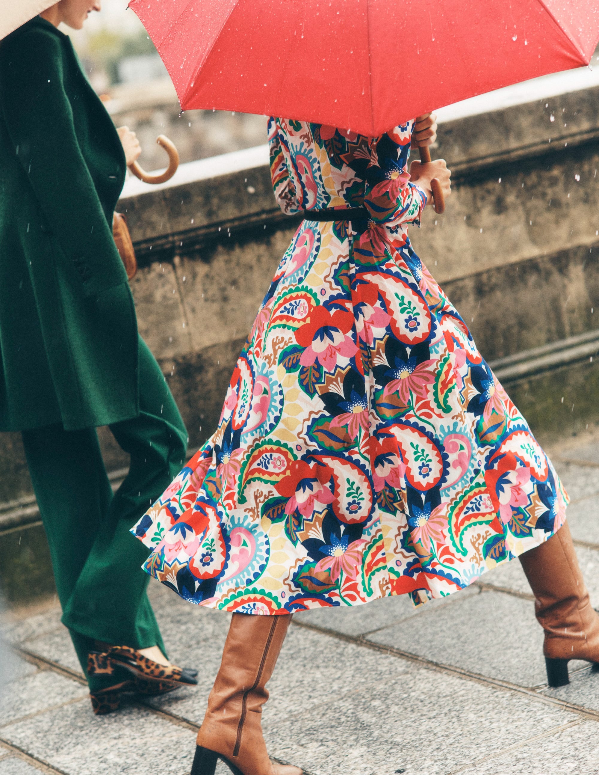 Amy Cotton Midi Shirt Dress-Ivory, Botanical Paisley - Image 2