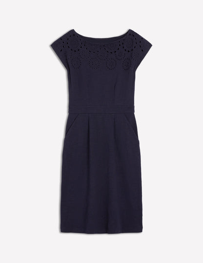 Florrie Broderie Dress-Navy