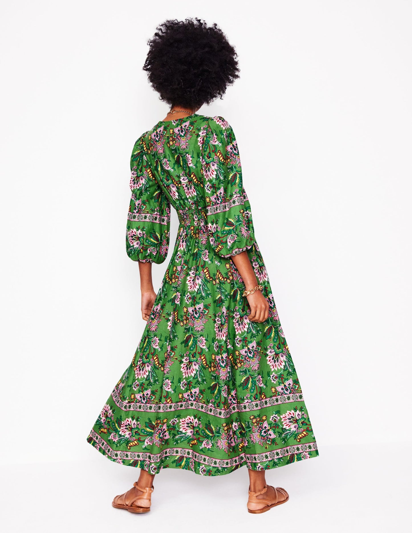 Lola Blouson Maxi Dress-Green, Botanic Terrace