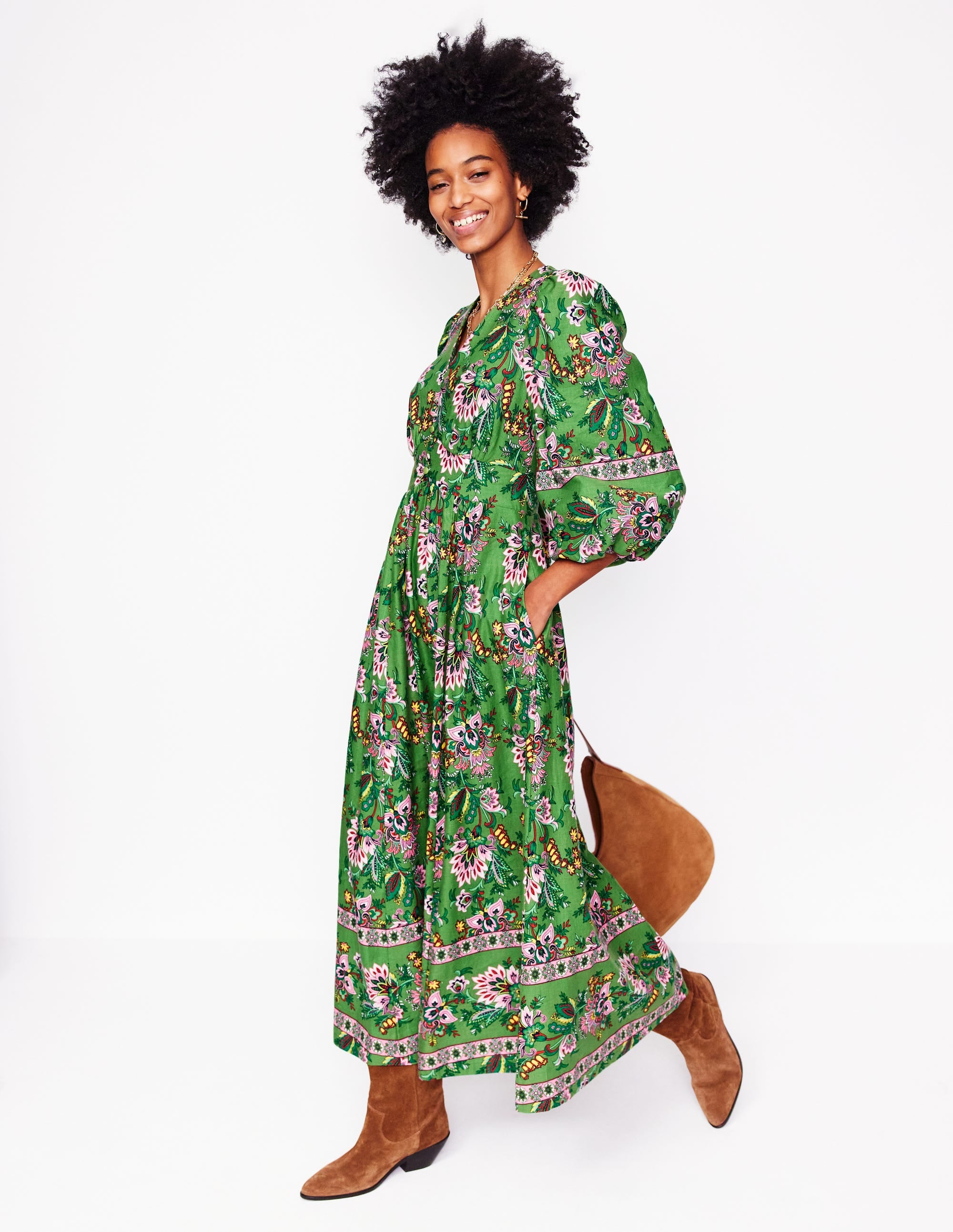 Lola Blouson Maxi Dress-Green, Botanica Terrace - Image 6