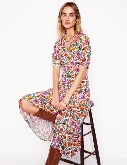 Rosie Godet Tea Dress-Multi, Oriental Paradise