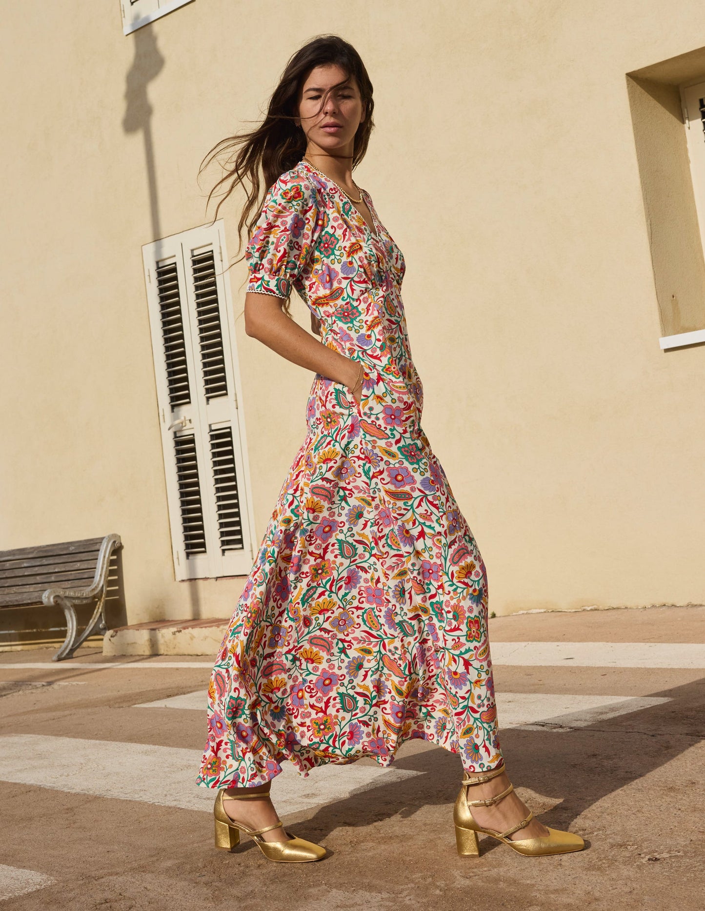 Rosie Godet Tea Dress-Multi, Oriental Paradise