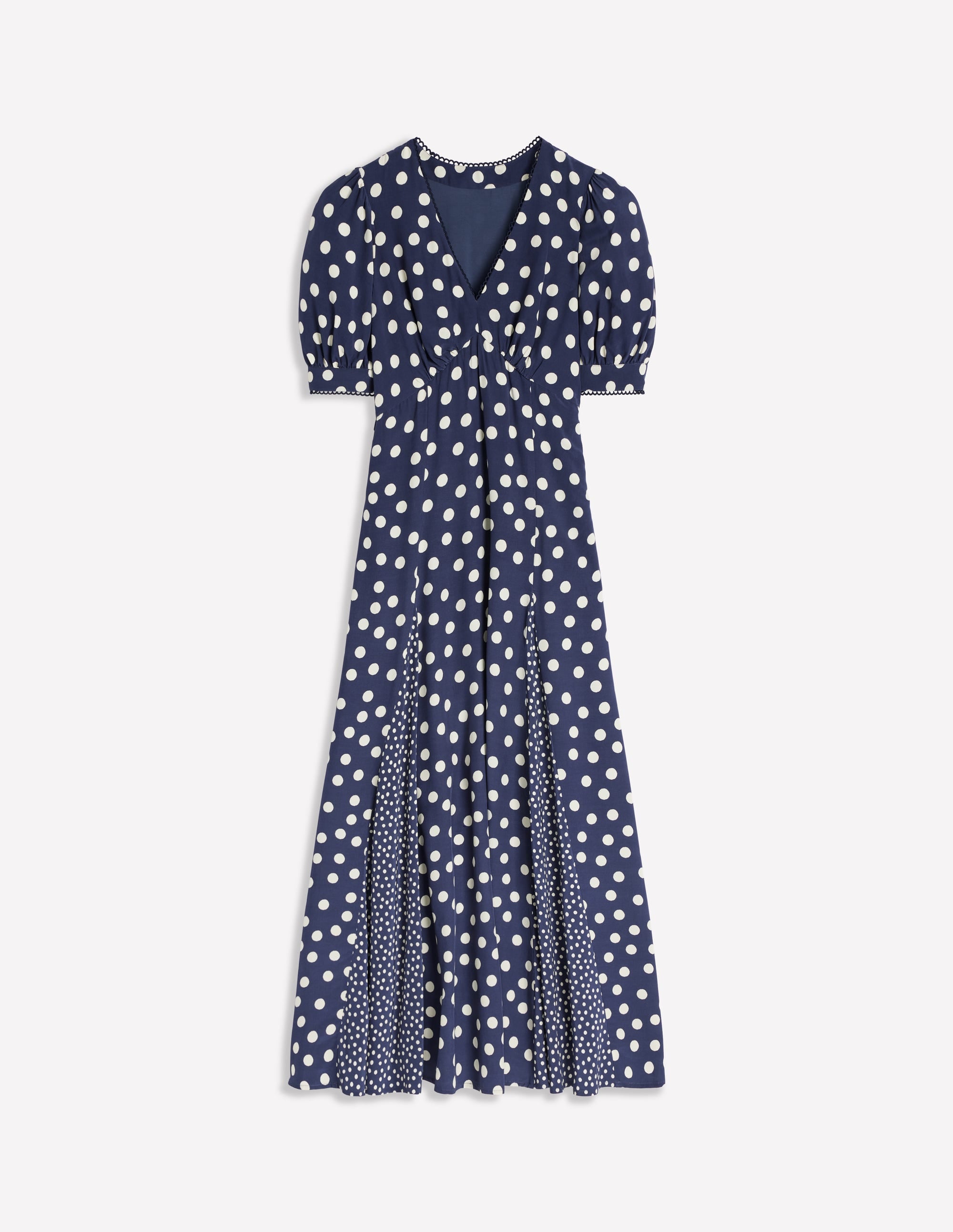 Rosie Godet Tea Dress-French Navy, Abstract Dot - Image 7