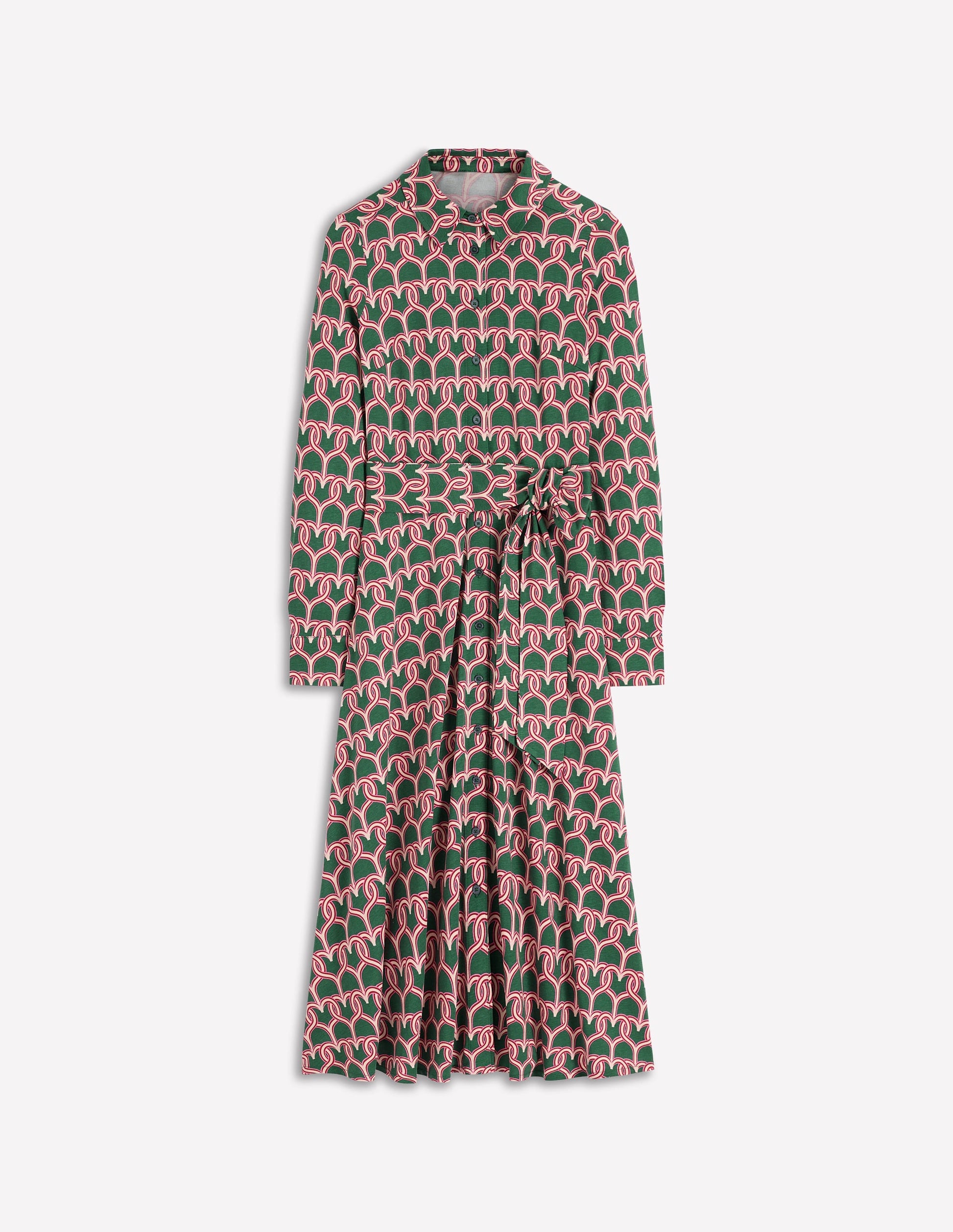 Marcia Jersey Shirt Dress-Hunter Green, Heart Link-5