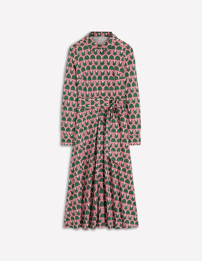 Marcia Jersey Shirt Dress-Hunter Green, Heart Link-5