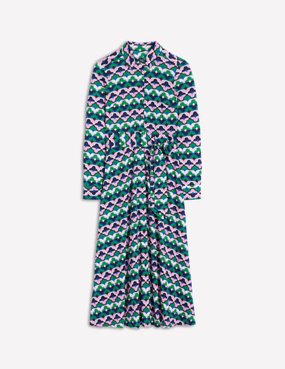 Marcia Jersey Midi Shirt Dress-Rich Emerald, Lucky Clover