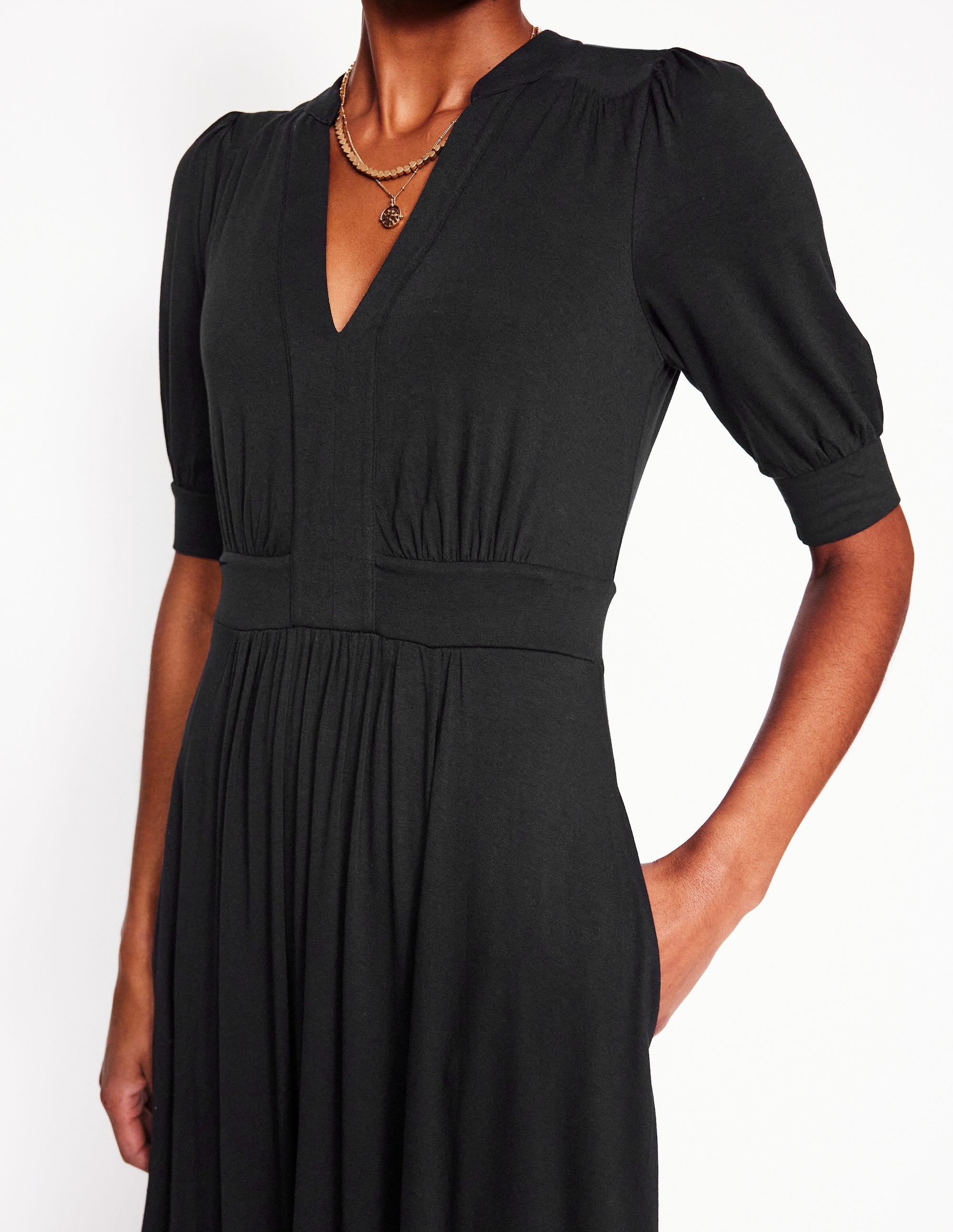 Lily Jersey Midi Tea Dress-Black - Image 2
