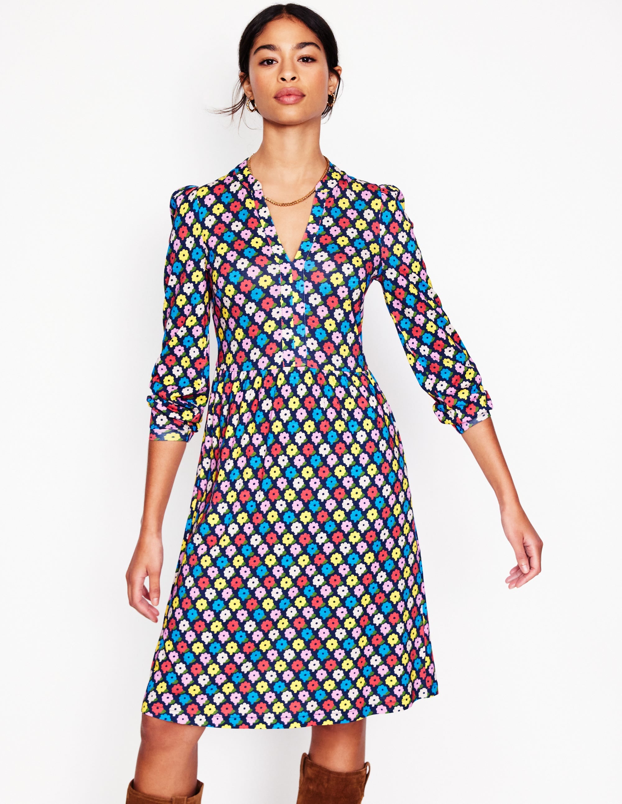 Naomi Relaxed Jersey Dress-Multi, Pop Daisy - Image 1