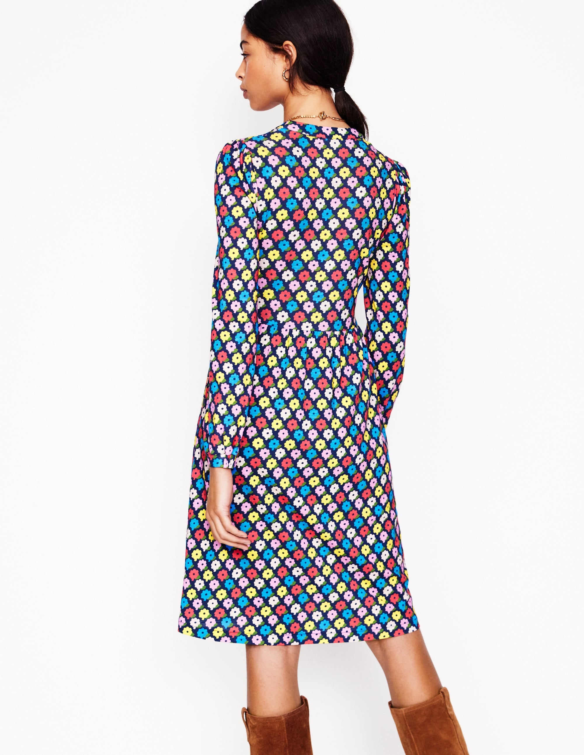 Naomi Relaxed Jersey Dress-Multi, Pop Daisy - Image 3