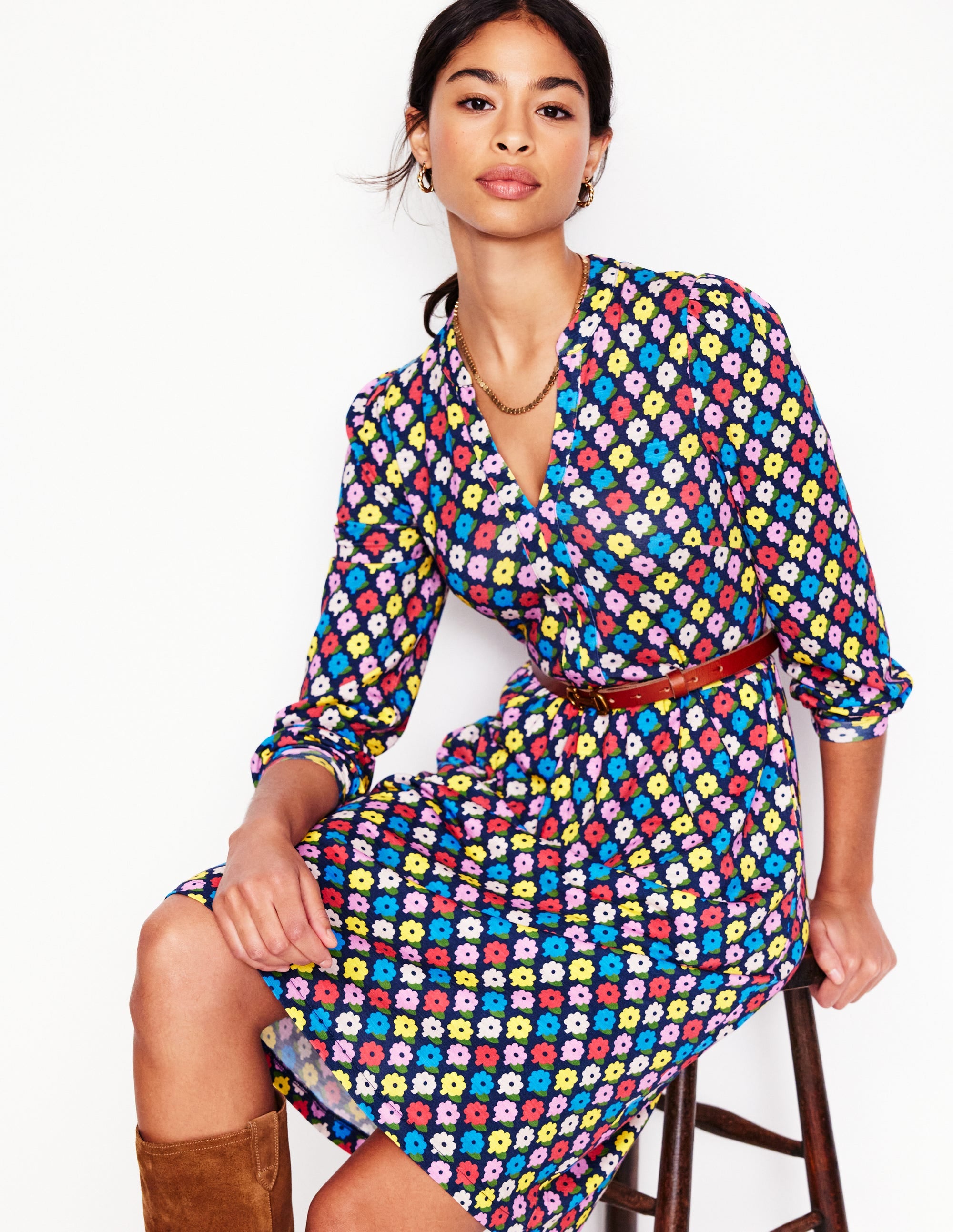 Naomi Relaxed Jersey Dress-Multi, Pop Daisy - Image 4