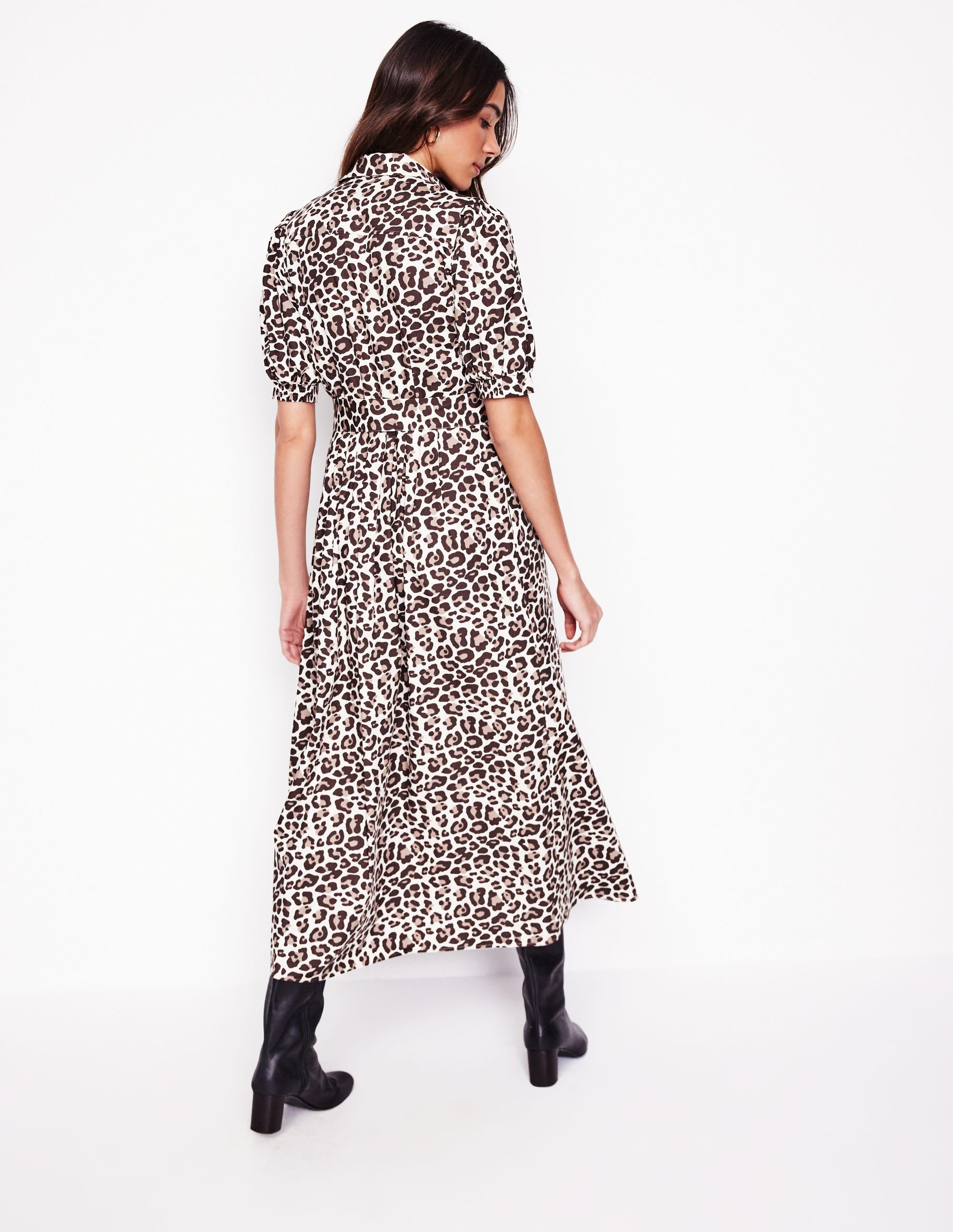Alexa Maxi Shirt Dress-Sandpiper Beige, Cheetah Pop - Image 3