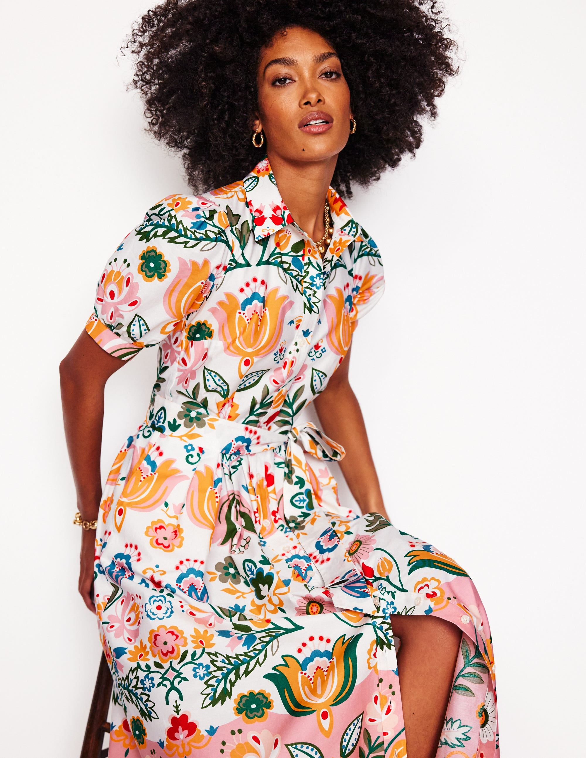 Alexa Maxi Shirt Dress-Ivory, Tulip Fusion - Image 4