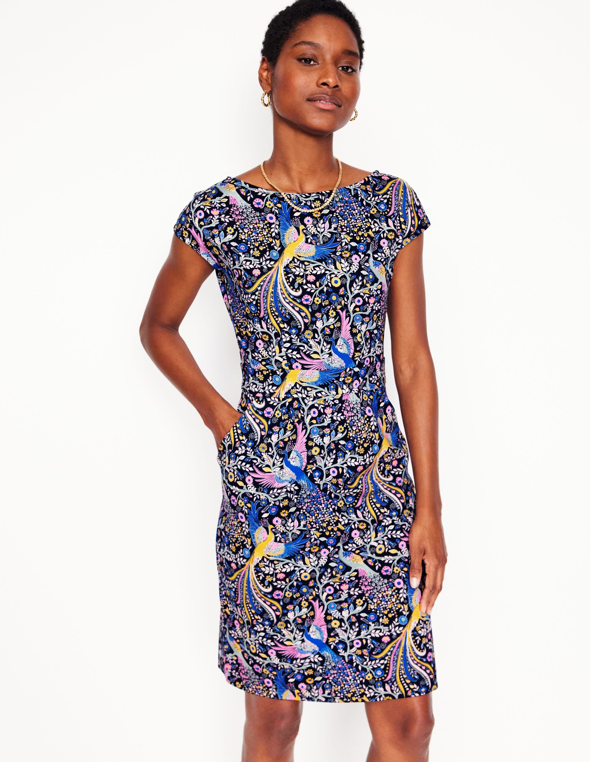 Florrie Jersey Dress-French Navy,Enchanting Peacock - Image 1