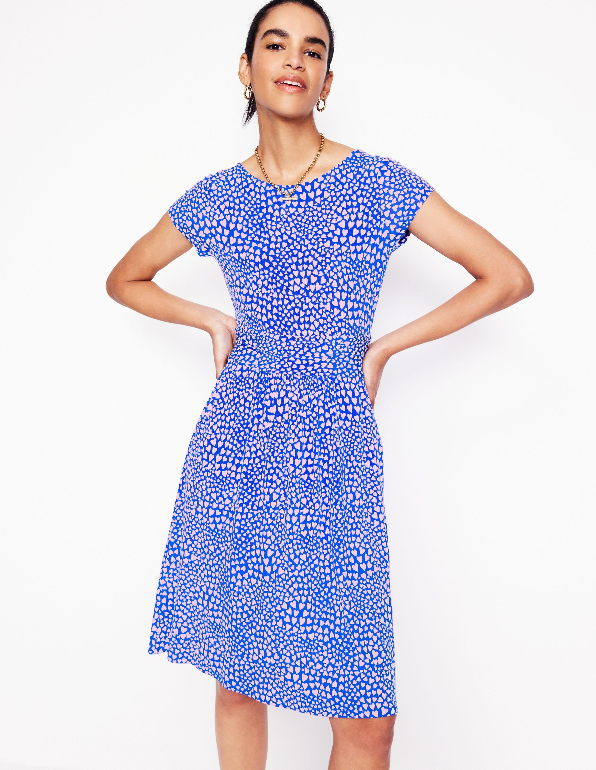 Amelie Jersey Dress-Gallery Blue, Heart Cluster - Image 1