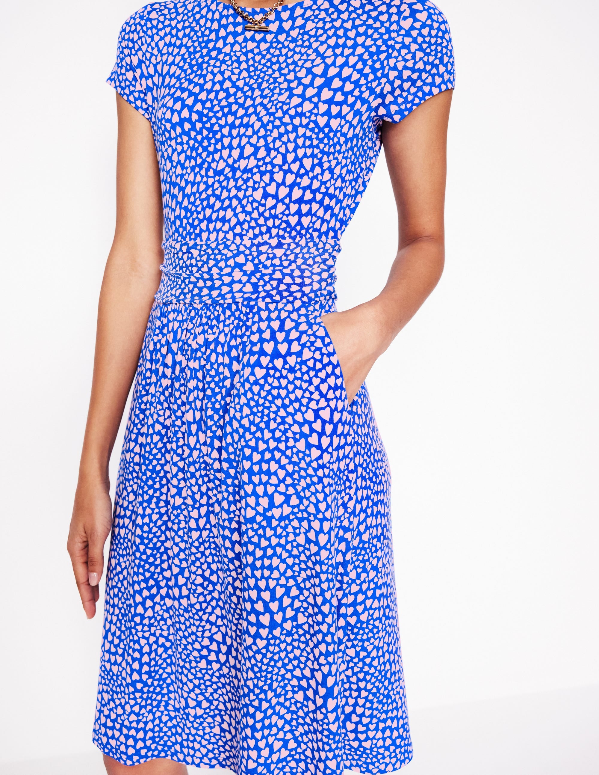 Amelie Jersey Dress-Gallery Blue, Heart Cluster - Image 2