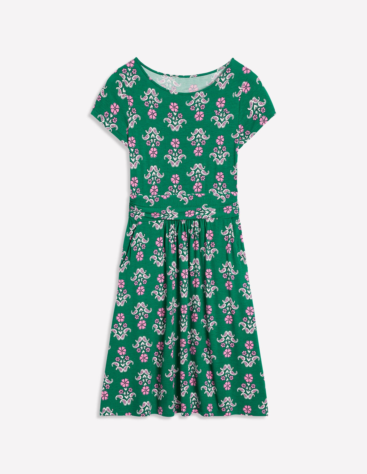 Amelie Jersey Dress-Forest Grass, Pansy Stamp - Image 4