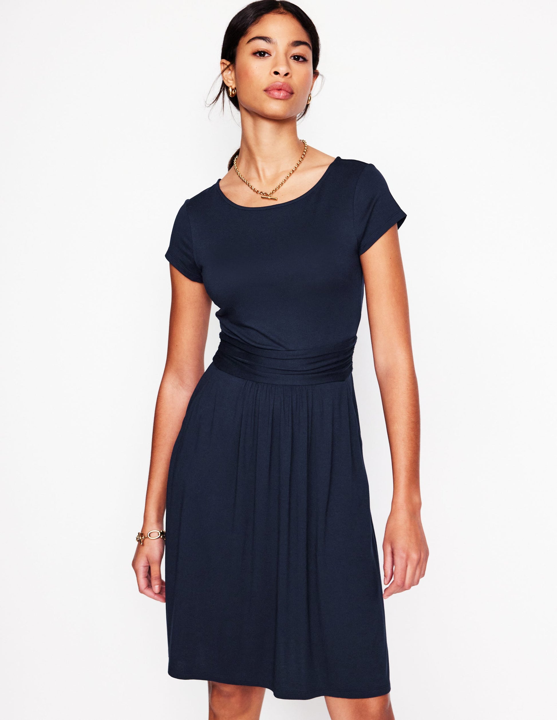 Amelie Sleeveless Jersey Dress-Navy | Boden USA Amelie Sleeveless Jersey Dress-Navy | Boden USA