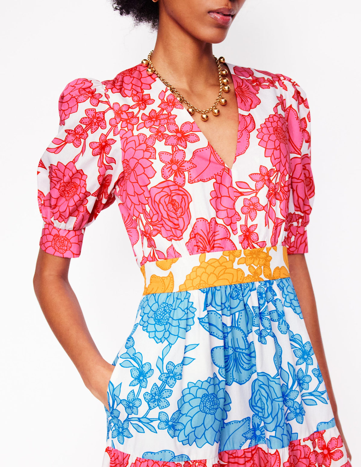 Bella Puff Sleeve Maxi Dress-Multi, Blossom Cascade - Image 3
