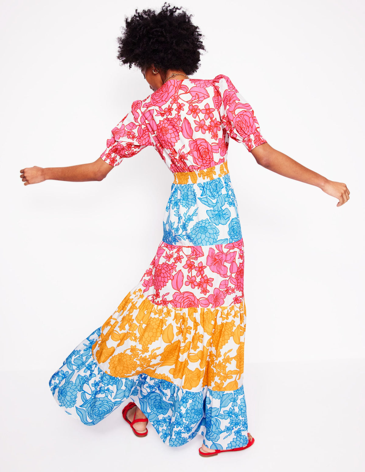 Bella Puff Sleeve Maxi Dress-Multi, Blossom Cascade - Image 4