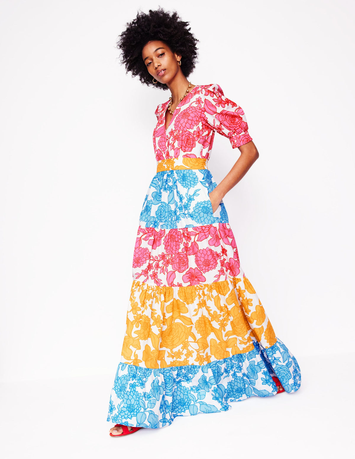 Bella Puff Sleeve Maxi Dress-Multi, Blossom Cascade - Image 5
