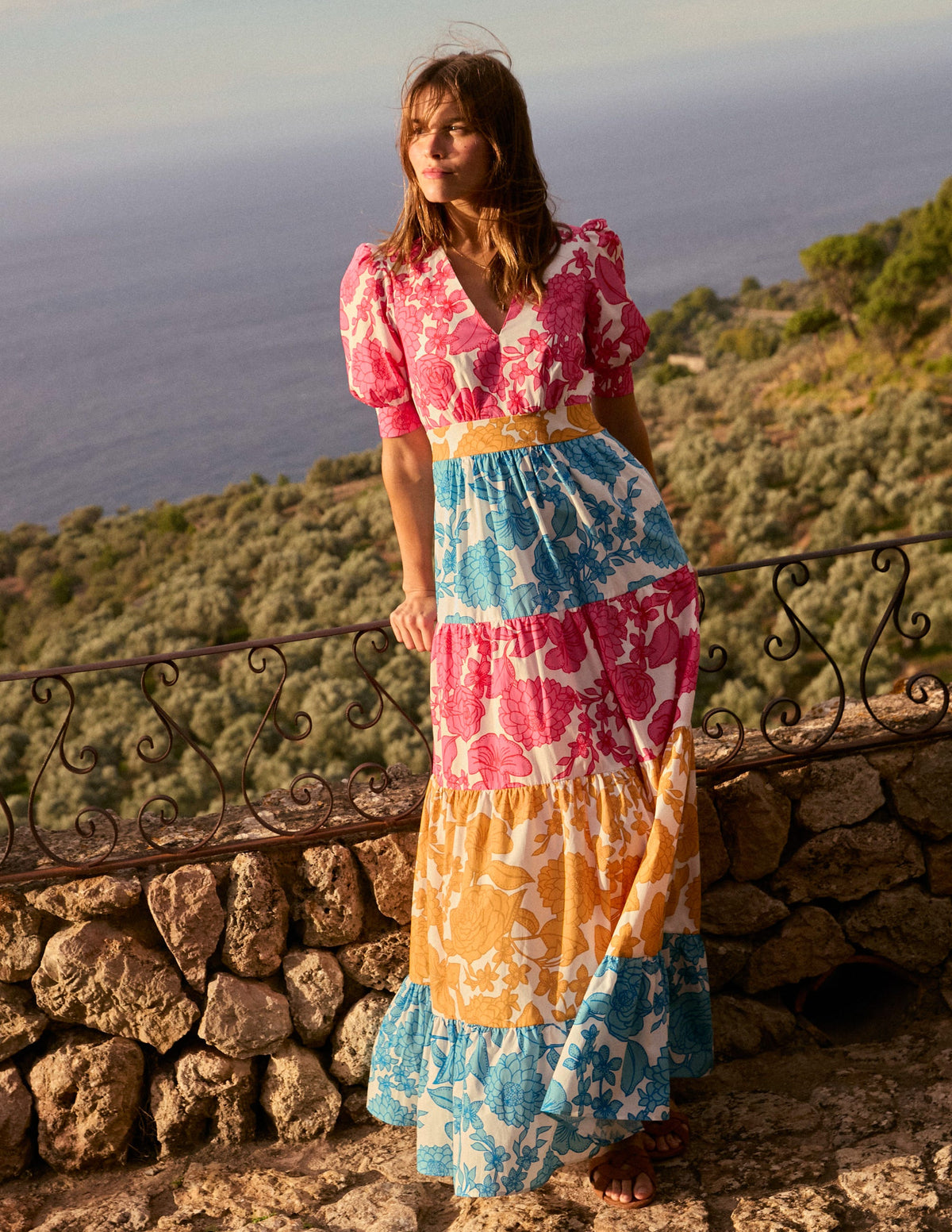 Bella Puff Sleeve Maxi Dress-Multi, Blossom Cascade - Image 2