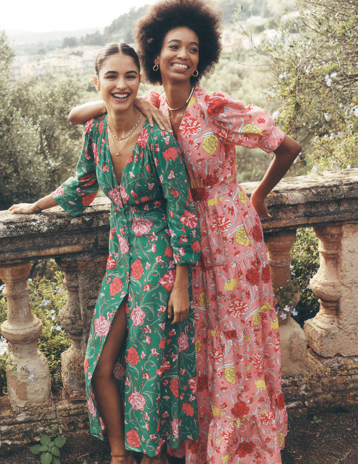 Bella Puff Sleeve Maxi Dress-Salmon Pink, Carnation Vine - Image 5