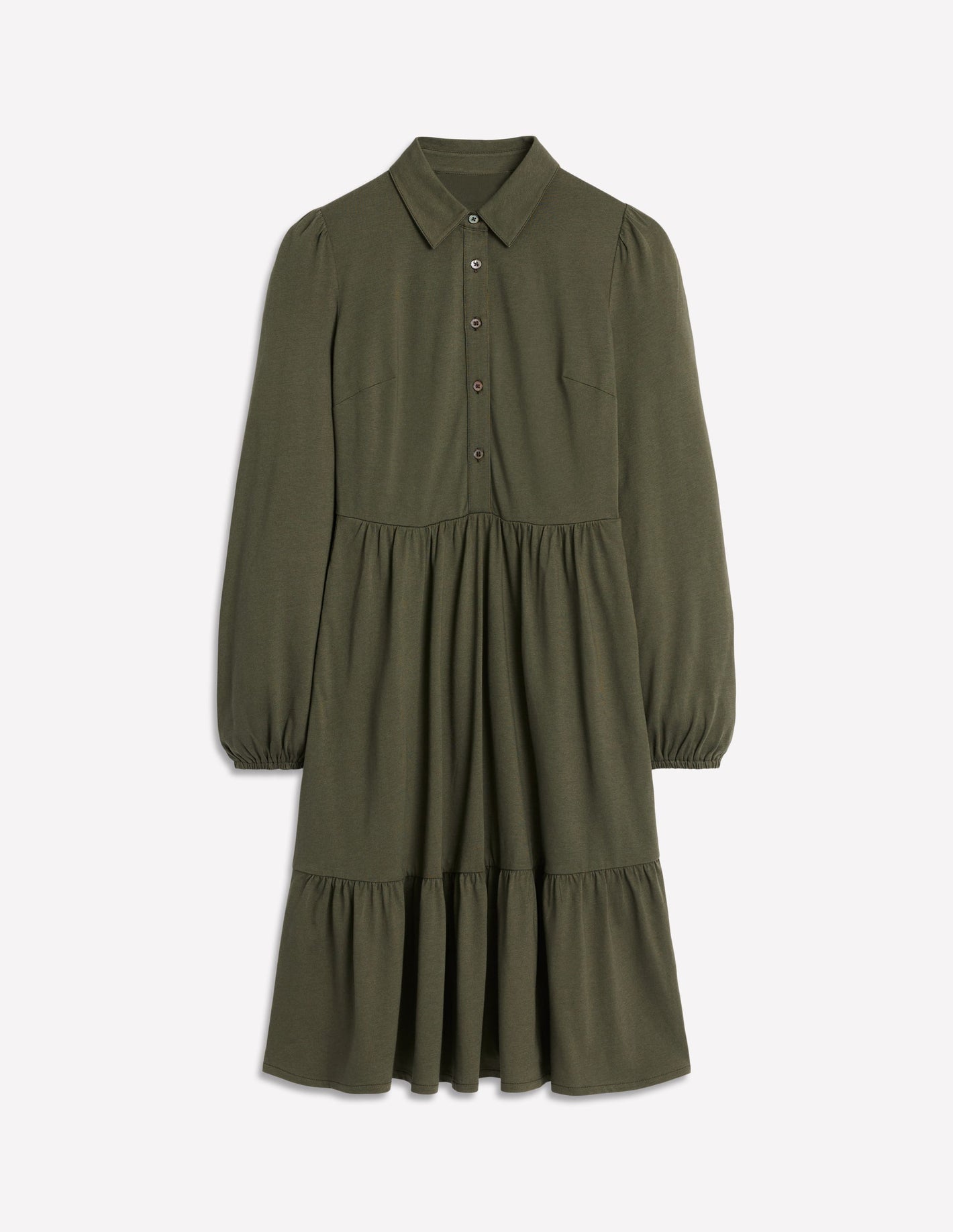 Jemima Tiered Jersey Dress-Classic Khaki