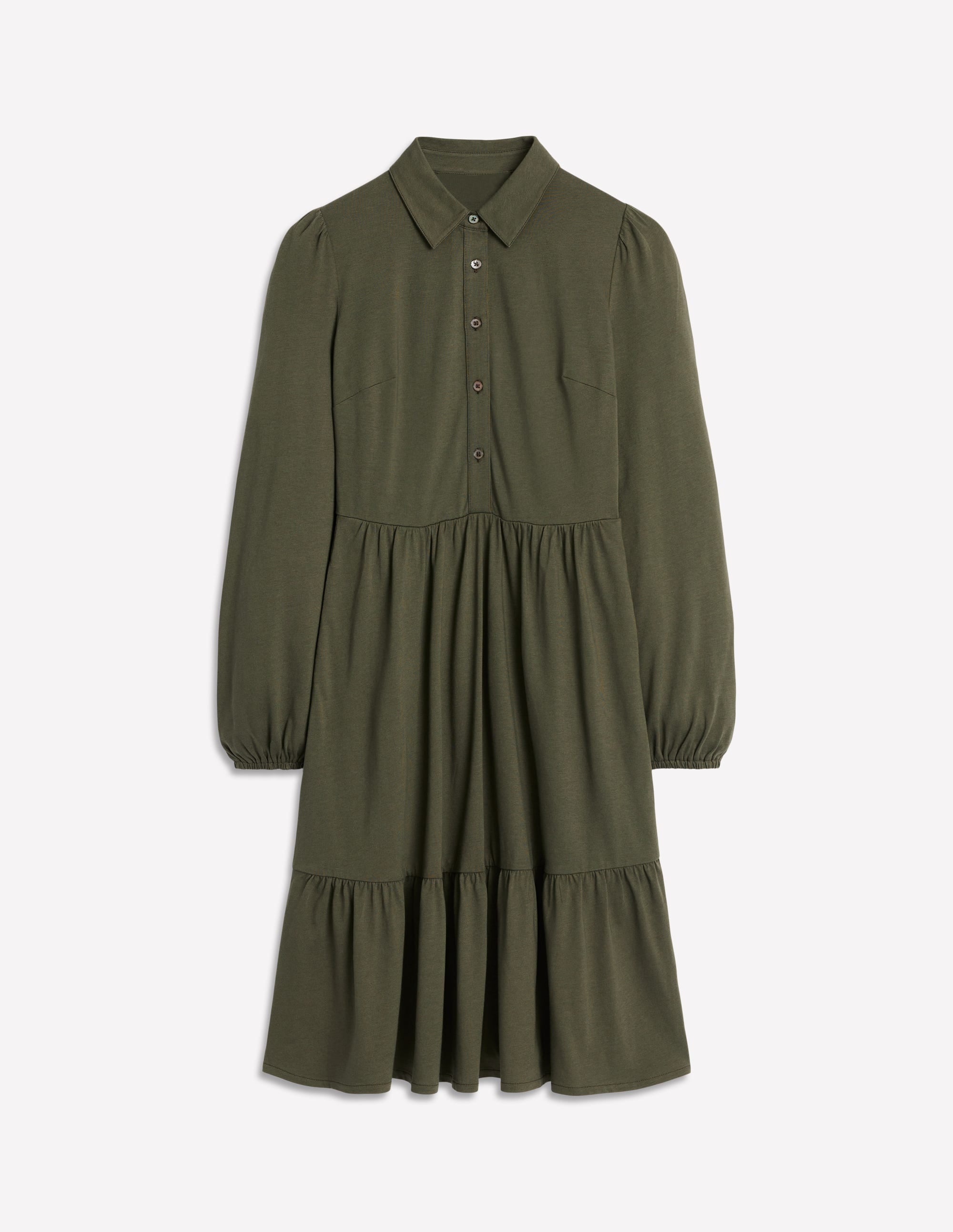 Jemima Tiered Jersey Dress-Classic Khaki - Image 5