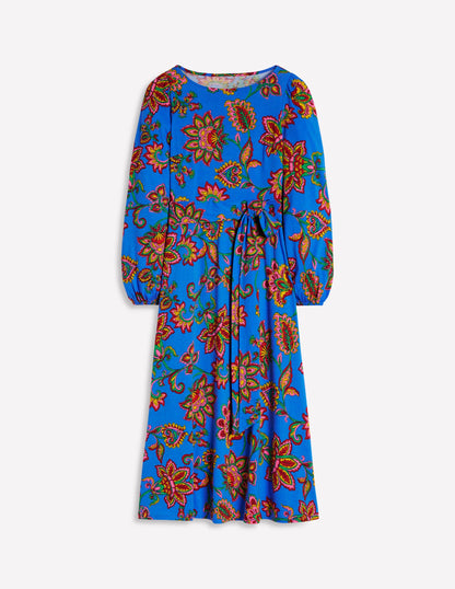 Leandra Jersey Midi Dress-Gallery Blue, Whimsical Vine