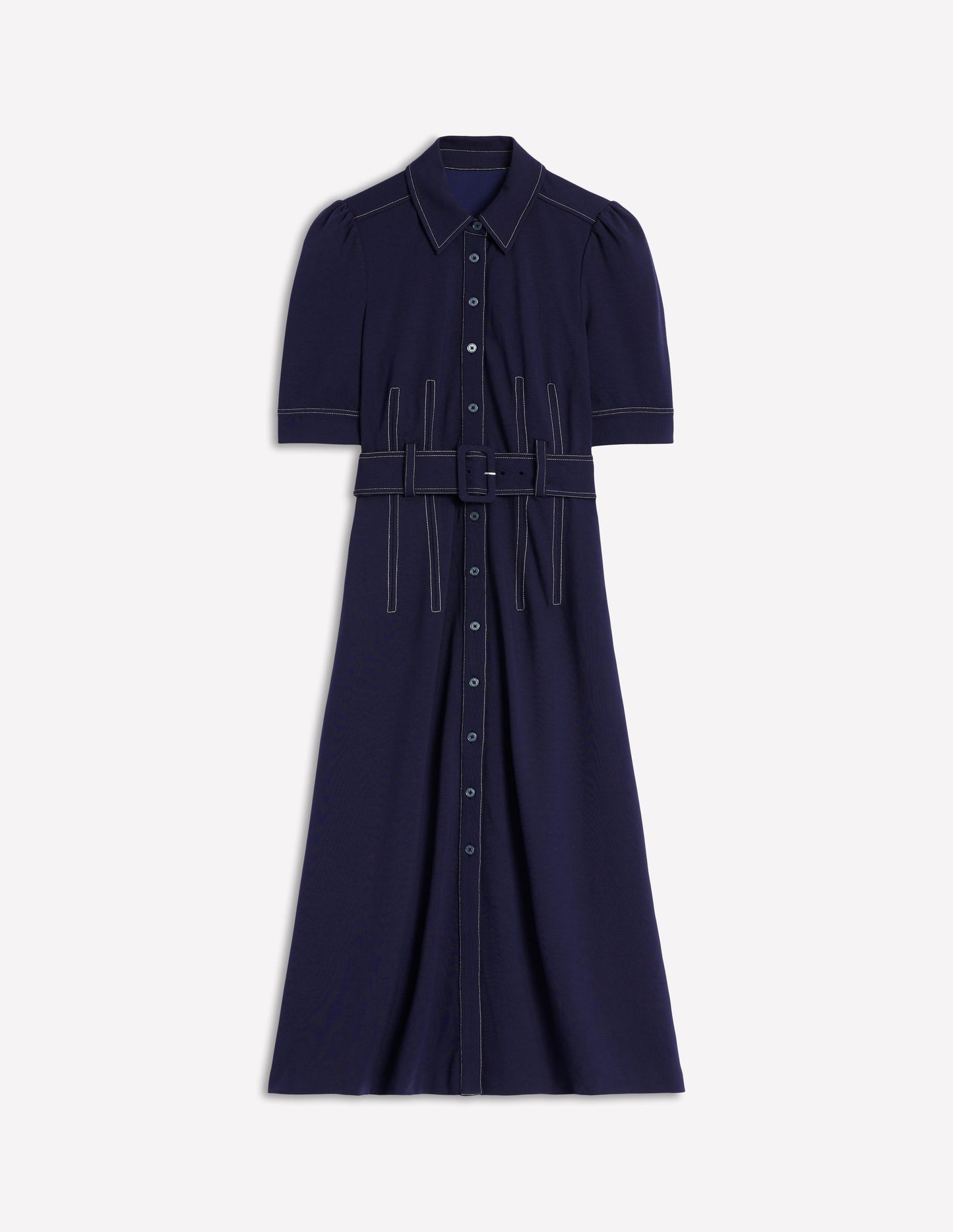 Fashion Ponte Shirt Dress-Navy