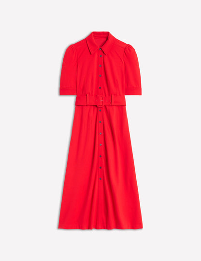 Anita Ponte Shirt Dress-Carmine Red